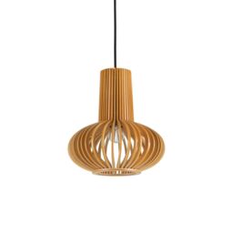 Netlighting Citrus 1 Light Ceiling Pendant Wood E27 in Brown - thumbnail 1