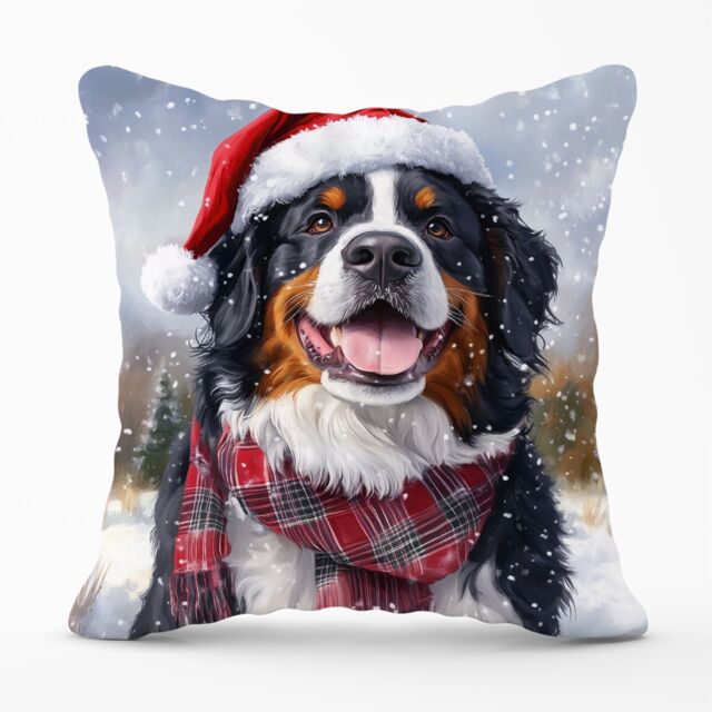 Warren Reed - Designer Christmas Bernese Mountain Dog Cushion in Black - Size: 45 cm x 45 cm - image 1