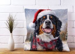 Warren Reed - Designer Christmas Bernese Mountain Dog Cushion in Black - Size: 45 cm x 45 cm - thumbnail 2