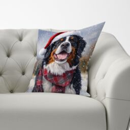 Warren Reed - Designer Christmas Bernese Mountain Dog Cushion in Black - Size: 45 cm x 45 cm - thumbnail 3