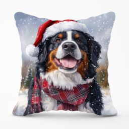 Warren Reed - Designer Christmas Bernese Mountain Dog Cushion in Black - Size: 45 cm x 45 cm - thumbnail 1