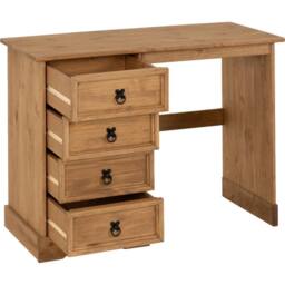 FORGEVIO 4 Drawer Dressing Table Bedroom Wax Solid Wood Pine in Brown - thumbnail 2