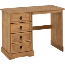 FORGEVIO 4 Drawer Dressing Table Bedroom Wax Solid Wood Pine in Brown - thumbnail 1