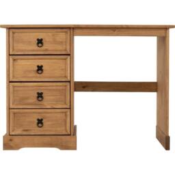 FORGEVIO 4 Drawer Dressing Table Bedroom Wax Solid Wood Pine in Brown - thumbnail 3