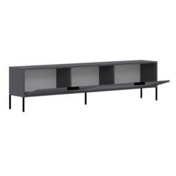 CALICOSY TV Stand On Legs With 2 Grooved Drop-Down Doors, 180 Cm Wide - GOLD in Grey - thumbnail 3