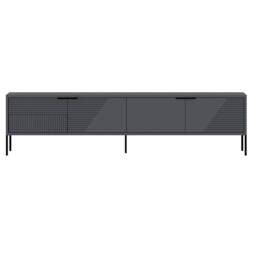 CALICOSY TV Stand On Legs With 2 Grooved Drop-Down Doors, 180 Cm Wide - GOLD in Grey - thumbnail 1