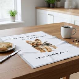 Animal Crackers Dog Tea Towel With 'Watching You' Funny Wording - Yorkshire Terrier in White - thumbnail 2