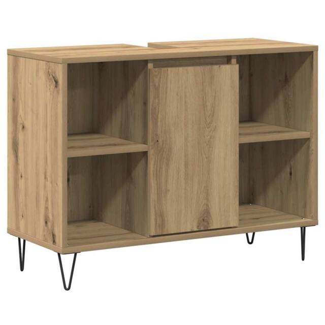 Berkfield Home Bathroom Vanity Unit Artisan Oak Engineered Wood Medium in Brown - image 1