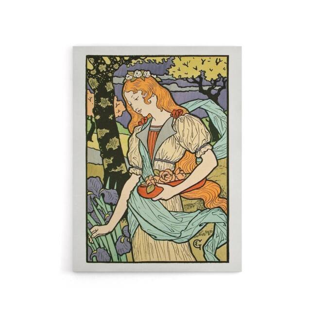 "Artery8 Salon des Cent Woman Picking Flower Grasset Canvas Wall Art Print - Size: W12"" x H16""" - image 1