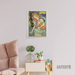 "Artery8 Salon des Cent Woman Picking Flower Grasset Canvas Wall Art Print - Size: W12"" x H16""" - thumbnail 3