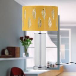 First Choice Lighting Set of 2 Aura - Chrome Table Lamps with Ochre Fern Cut Out Shades in Silver - thumbnail 8