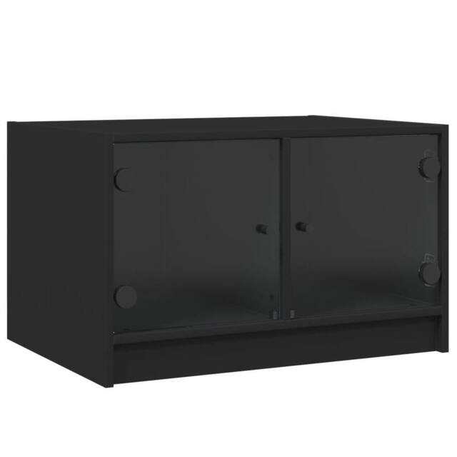 Berkfield Home Coffee Table with Glass Doors Black 68x50x42 cm - Size: 68 x 50 x 42 cm - image 1