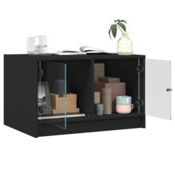 Berkfield Home Coffee Table with Glass Doors Black 68x50x42 cm - Size: 68 x 50 x 42 cm - thumbnail 5