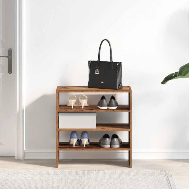 Berkfield Home Shoe Racks 2 pcs Stackable Old Wood 60x30x30.5 cm in Brown - image 1