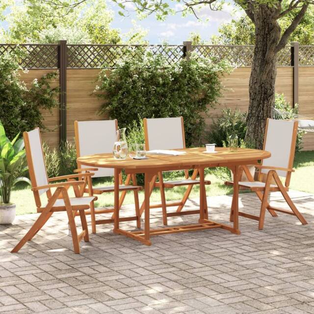 Berkfield Home 5 Piece Garden Dining Set Solid Wood Acacia & Textilene in Brown - image 1