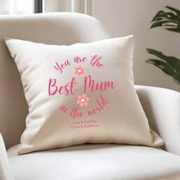 Aye Do Gifts Women's Personalised You're The Best Mum In The World Cushion in Cream - Size: 40 cm x 40 cm
