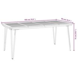 Berkfield Home Garden Table with Hairpin Legs 180x90x75 cm Solid Wood Acacia in Brown - Size: 180 x 90 x 75 cm - thumbnail 8