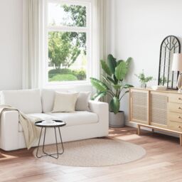 Berkfield Home Shaggy Rug with Latex Backing Cream √∏160 cm - Size: Medium - thumbnail 1