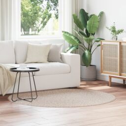 Berkfield Home Shaggy Rug with Latex Backing Cream √∏160 cm - Size: Medium - thumbnail 4