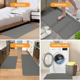 Marlow Kitchen Mat 2Pcs Non Slip Woven Rubber Floor Mat Absorbent Runner Grey - Size: 45 cm x 150 cm - thumbnail 9