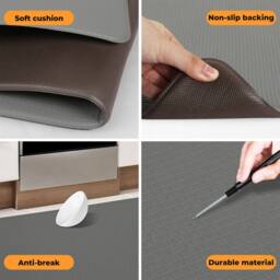 Marlow Kitchen Mat 2Pcs Non Slip Woven Rubber Floor Mat Absorbent Runner Grey - Size: 45 cm x 150 cm - thumbnail 8