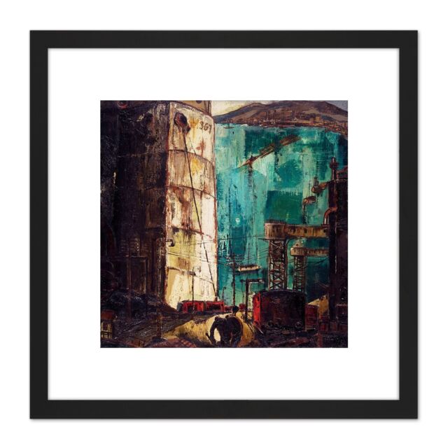 Artery8 Karlis Padegs The Port The Dock 8X8 Inch Square Wooden Framed Wall Art Print Picture with Mount in Black - image 1