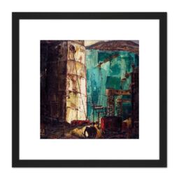 Artery8 Karlis Padegs The Port The Dock 8X8 Inch Square Wooden Framed Wall Art Print Picture with Mount in Black - thumbnail 1