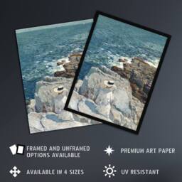 "Artery8 South Ledges Rocky Coastal Landscape Hassam Wall Art Poster Print - Size: W24"" x H32""" - thumbnail 2