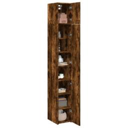 Berkfield Home Slim Storage Cabinet Smoked Oak 30x42.5x225 cm Engineered Wood in Brown - thumbnail 1