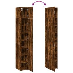 Berkfield Home Slim Storage Cabinet Smoked Oak 30x42.5x225 cm Engineered Wood in Brown - thumbnail 9