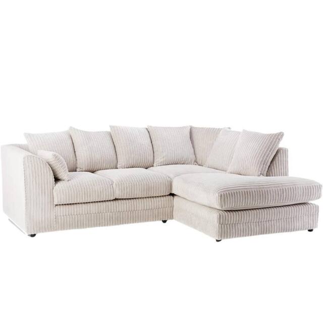 Bliss Furniture Jumbo Cord 4-Seater Right Hand Corner Sofa in Cream, Cozy Design in Cream - Size: 4 Person - image 1