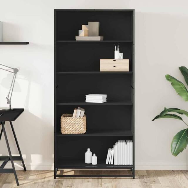 Berkfield Home Modern Bookcase Black 80.5x35x170.5 cm Engineered Wood - image 1