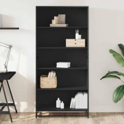 Berkfield Home Modern Bookcase Black 80.5x35x170.5 cm Engineered Wood - thumbnail 1