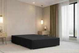 "Chester & Oakley Lunar Plush Divan Bed Base No Drawers - 26"" Headboard in Black - Size: Double" - thumbnail 3