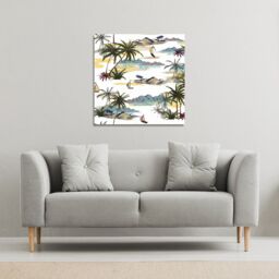 Benjamin Tate Design Palm Trees (Canvas Print) / 90 x 90 x 4cm in Natural - Size: 90 x 90 x 4 cm - thumbnail 1