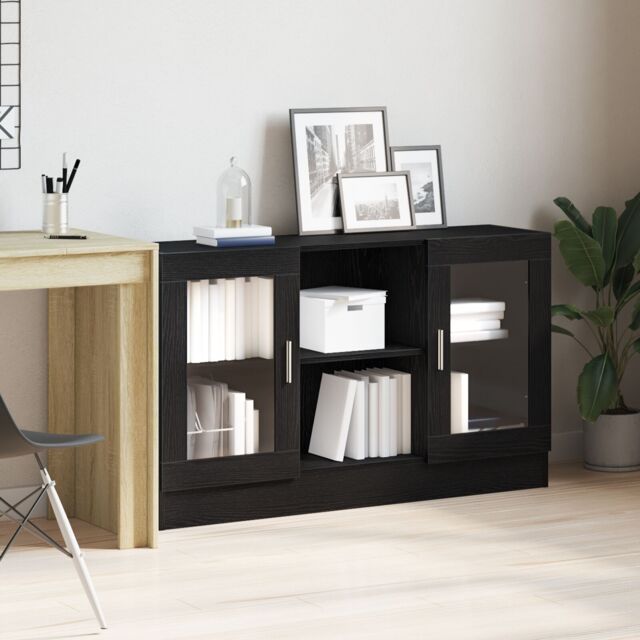 Berkfield Home Black Oak Sideboard 120x30.5x70 cm Made from Engineered Wood - image 1