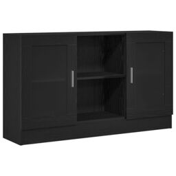 Berkfield Home Black Oak Sideboard 120x30.5x70 cm Made from Engineered Wood - thumbnail 2