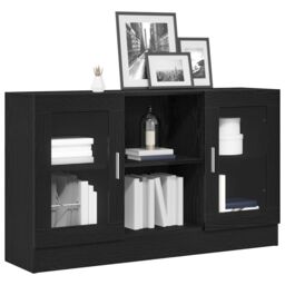 Berkfield Home Black Oak Sideboard 120x30.5x70 cm Made from Engineered Wood - thumbnail 3