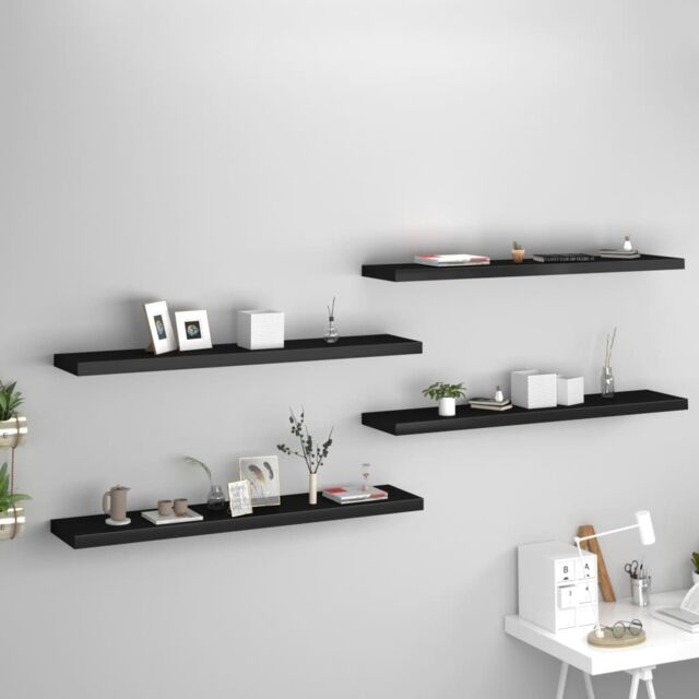 Berkfield Home Floating Wall Shelves 4 pcs Black 120x23.5x3.8 cm MDF - image 1