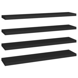 Berkfield Home Floating Wall Shelves 4 pcs Black 120x23.5x3.8 cm MDF - thumbnail 2