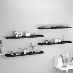 Berkfield Home Floating Wall Shelves 4 pcs Black 120x23.5x3.8 cm MDF - thumbnail 1