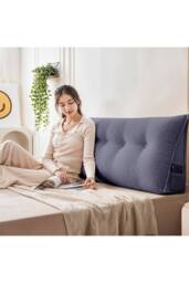 Living and Home Triangle Wedge Headboard Pillow Backrest Support Cushion in Blue - thumbnail 2