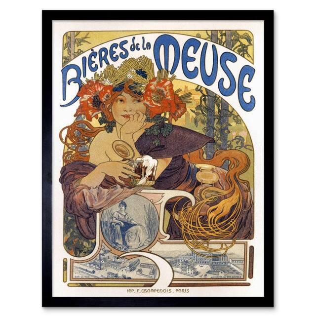 "Wee Blue Coo Beer Of The Meuse Paris France Vintage 12x16"" Framed Wall Art Print - Size: W12"" x H16""" - image 1