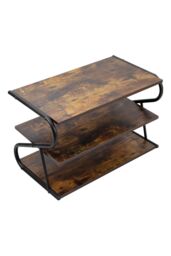 Living and Home Rustic S-Frame Shoe Rack 3-Tier Shelf Wooden Plant Stand in Brown - thumbnail 3