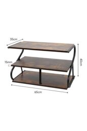 Living and Home Rustic S-Frame Shoe Rack 3-Tier Shelf Wooden Plant Stand in Brown - thumbnail 6