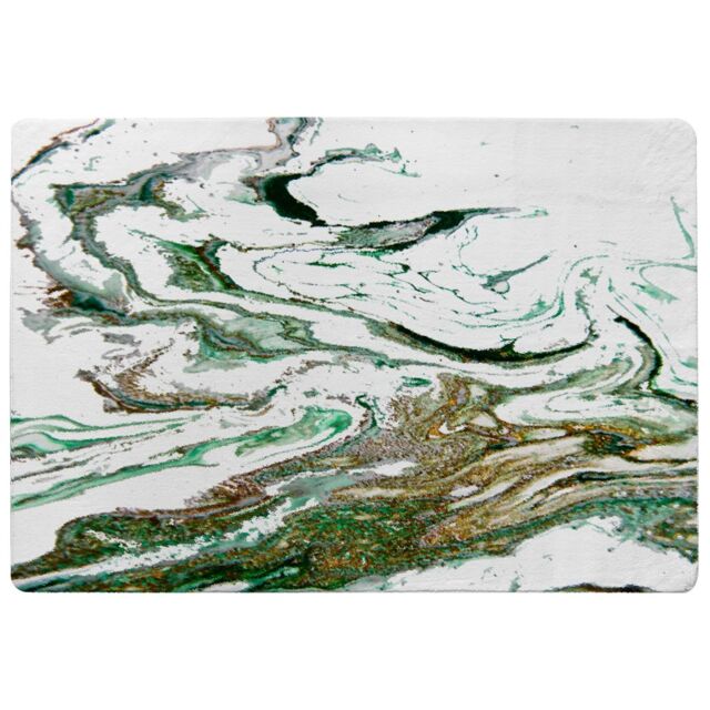 Benjamin Tate Design Green & Gold Marble Designer Rug in Natural - Size: Large - image 1