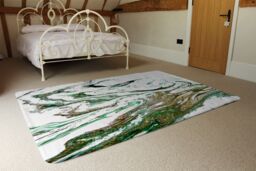 Benjamin Tate Design Green & Gold Marble Designer Rug in Natural - Size: Large - thumbnail 3