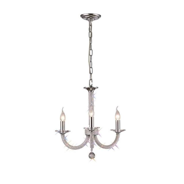 Netlighting Elena Ceiling Pendant Chandelier 3 Light Polished Chrome Crystal in Grey - image 1