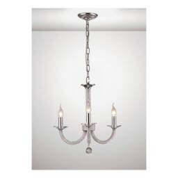 Netlighting Elena Ceiling Pendant Chandelier 3 Light Polished Chrome Crystal in Grey - thumbnail 2