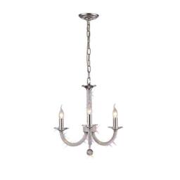 Netlighting Elena Ceiling Pendant Chandelier 3 Light Polished Chrome Crystal in Grey - thumbnail 1